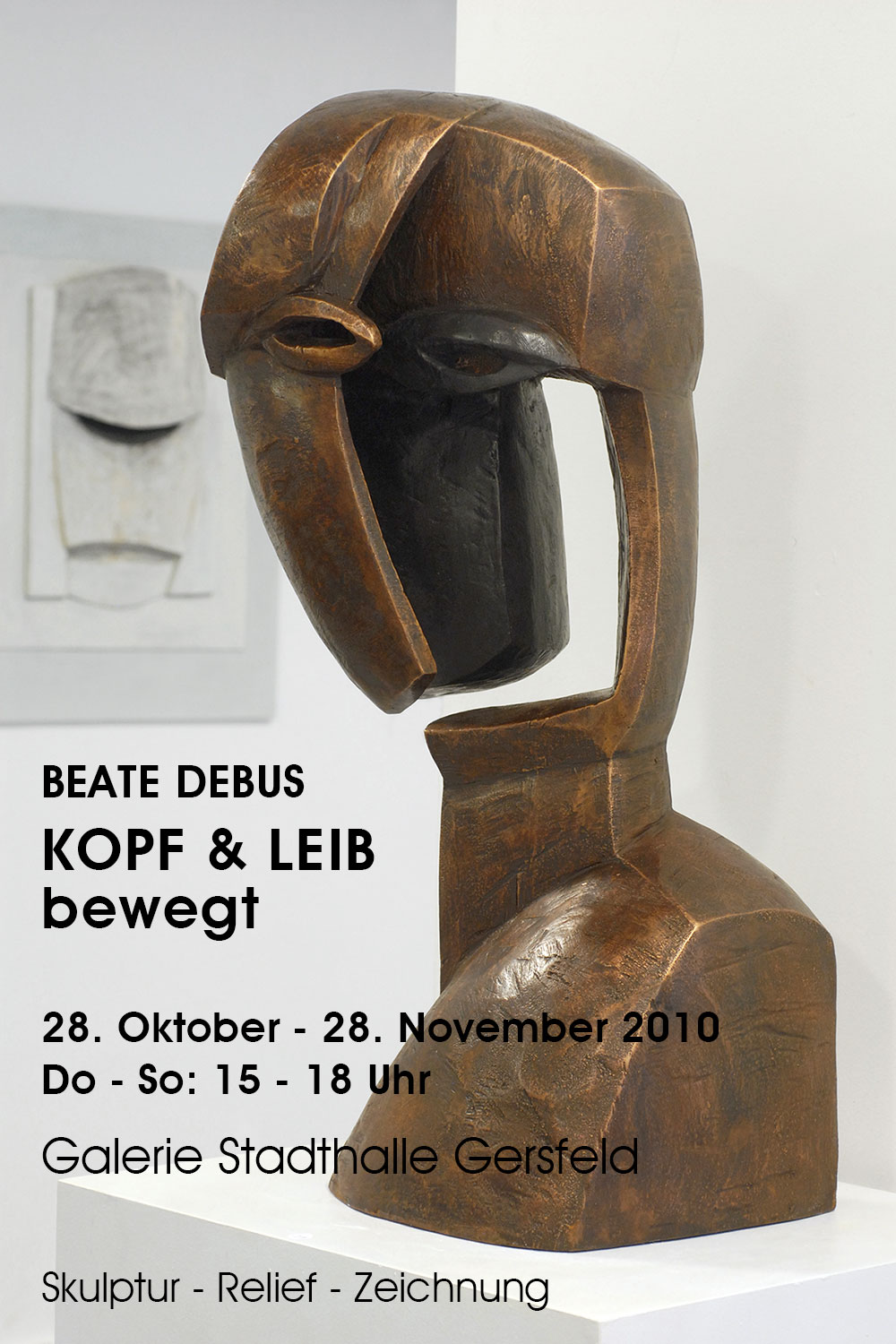 Plakat zur Ausstellung "Kopf und Leib bewegt" . Beate Debus . Galerie Stadthalle Gersfeld 2010