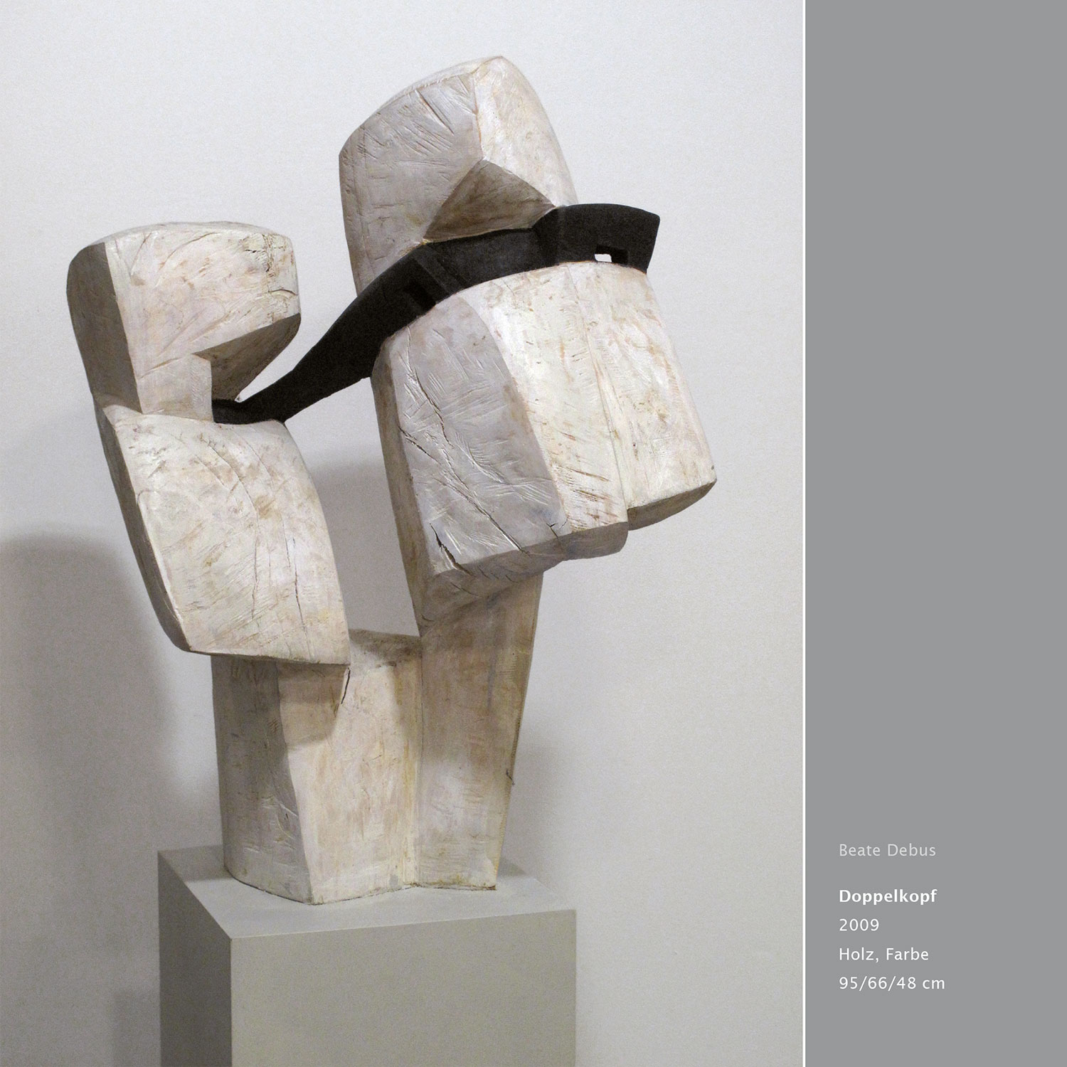 Mappe "Köpfe Masken" (2011): Doppelkopf . Holzskulptur . 2009 . Beate Debus