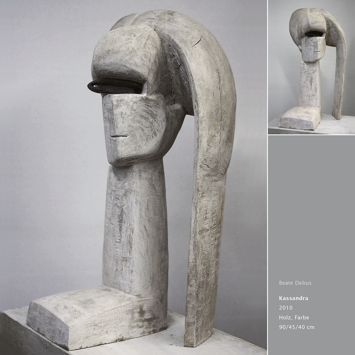 Mappe "Köpfe Masken" (2011): Kassandra . Holzskulptur . 2010 . Beate Debus