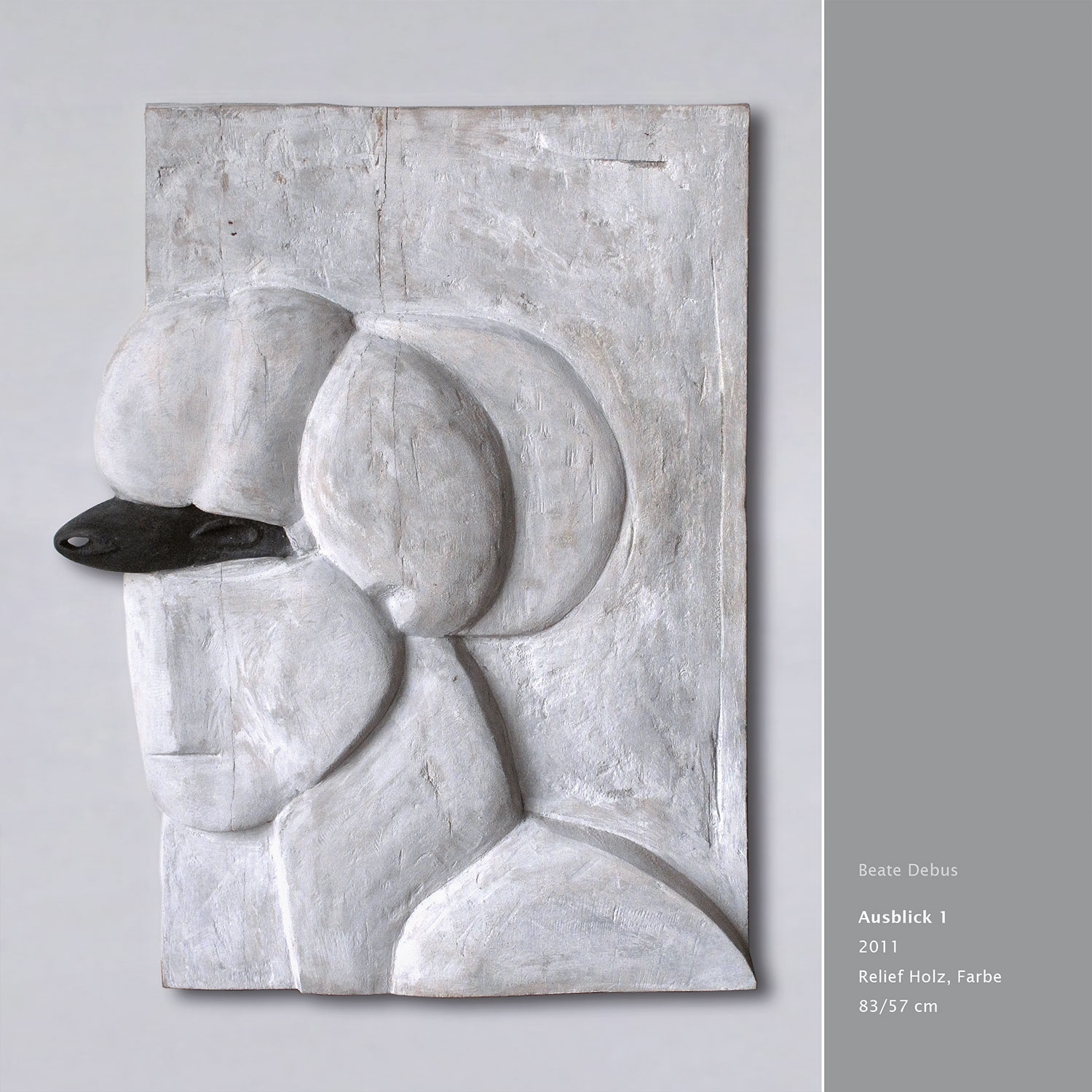 Mappe "Köpfe Masken" (2011): Ausblick 1 . Holzrelief . 2011 . Beate Debus