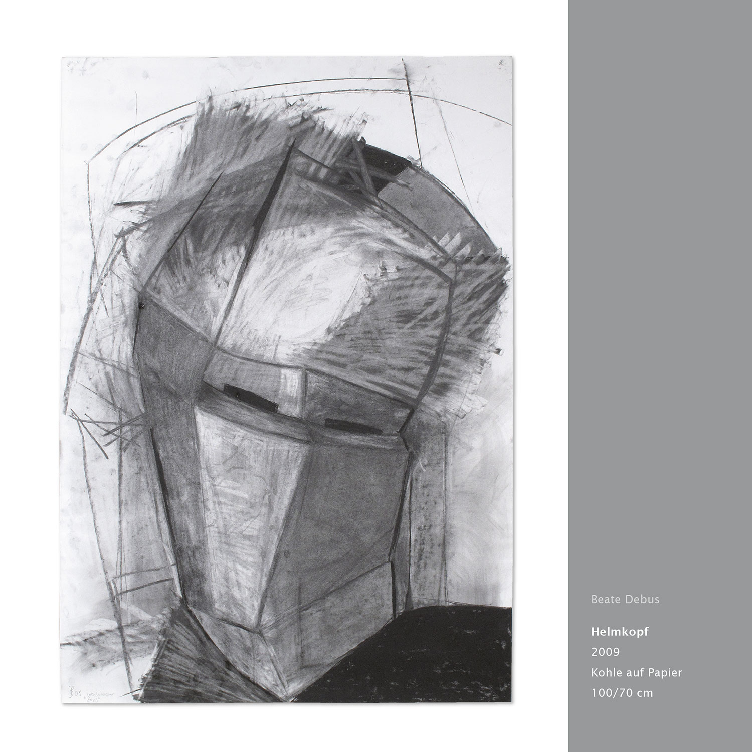 Mappe "Köpfe Masken" (2011): Helmkopf . Zeichnung . 2009 . Beate Debus