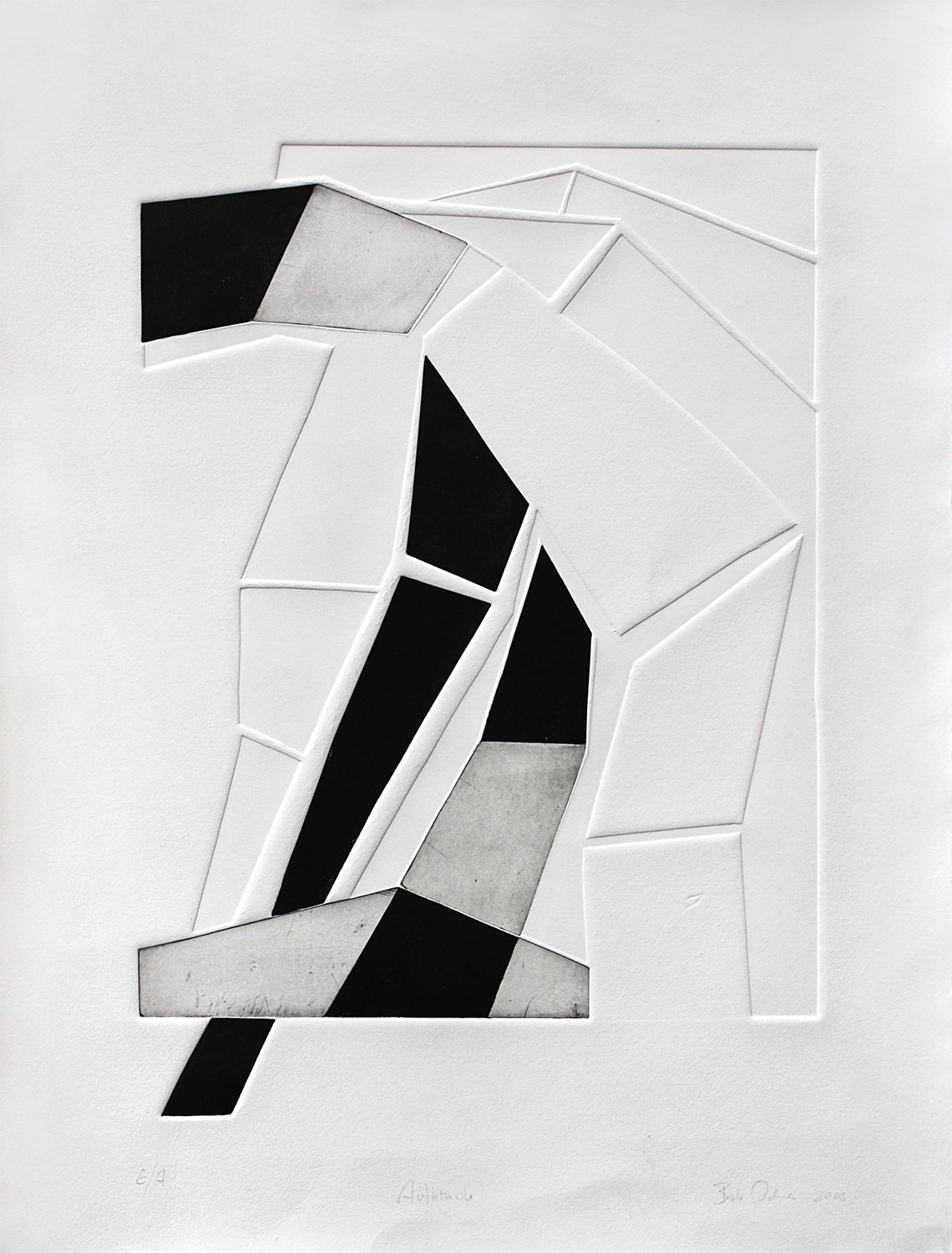 Aufbrechen . Aquatinta Prägung . Beate Debus . 2008