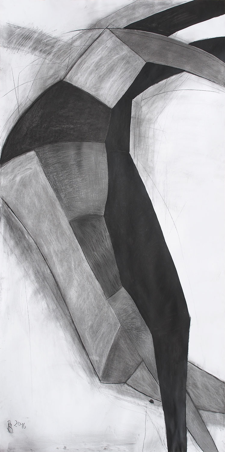 Aufsteigen . Kreide Kohle Grafit . Beate Debus . 2016