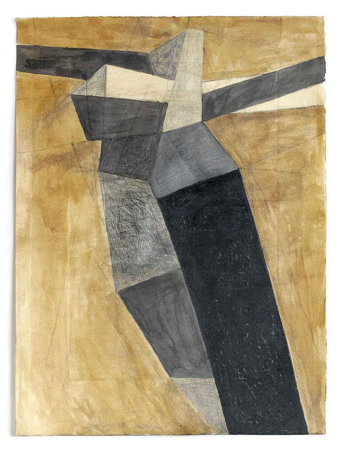 Aufsteigend . Holzbeize, Kohle, Grafit Zeichnung . Beate Debus . 2008