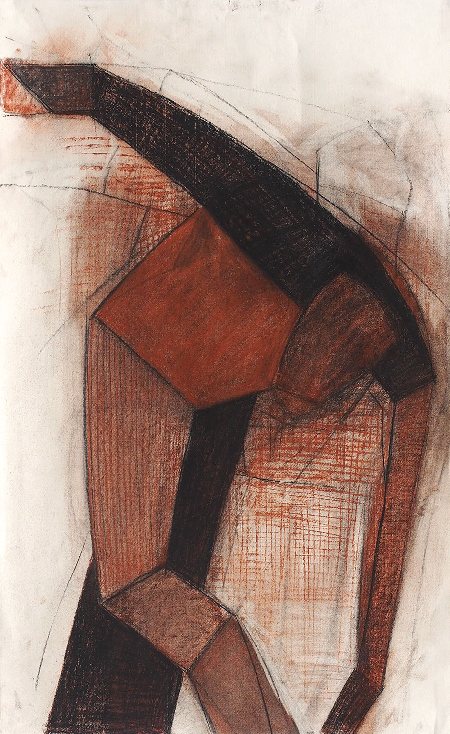 Beugen . Kreide Rötel Grafit . Beate Debus . 2015