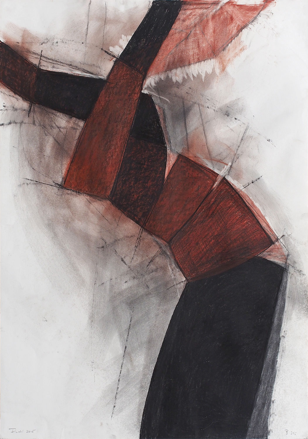 Flucht . Kreide Rötel Grafit . Beate Debus . 2015