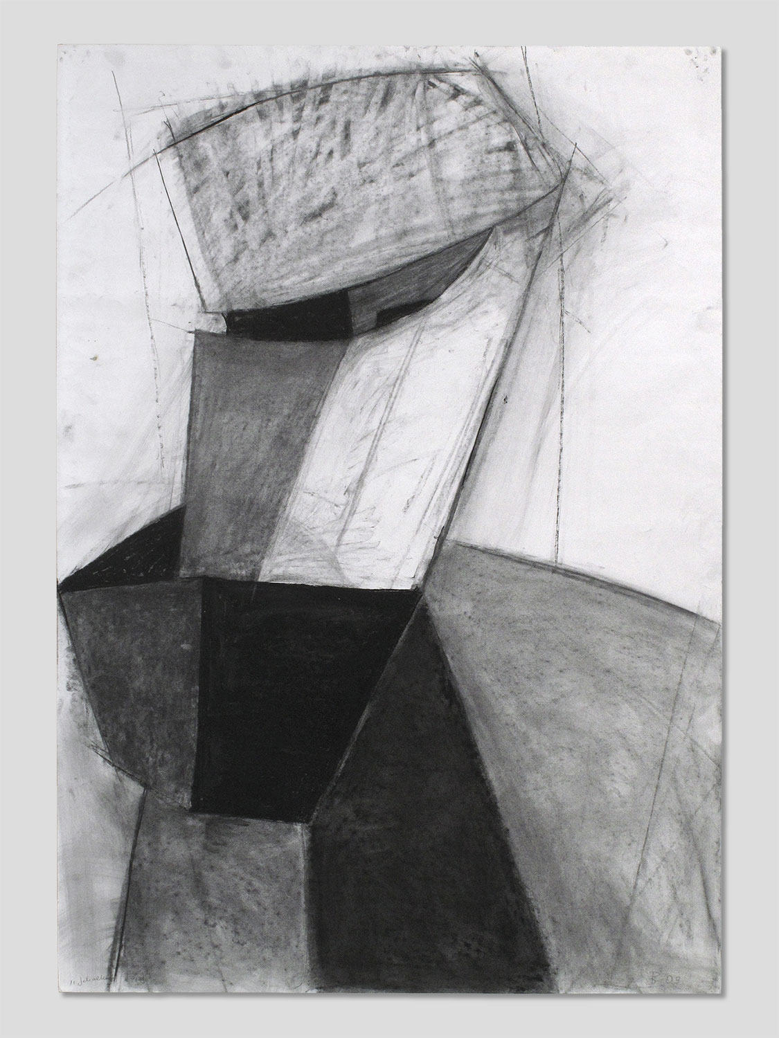 Kopf gehalten . Kreidezeichnung . Beate Debus . 2009