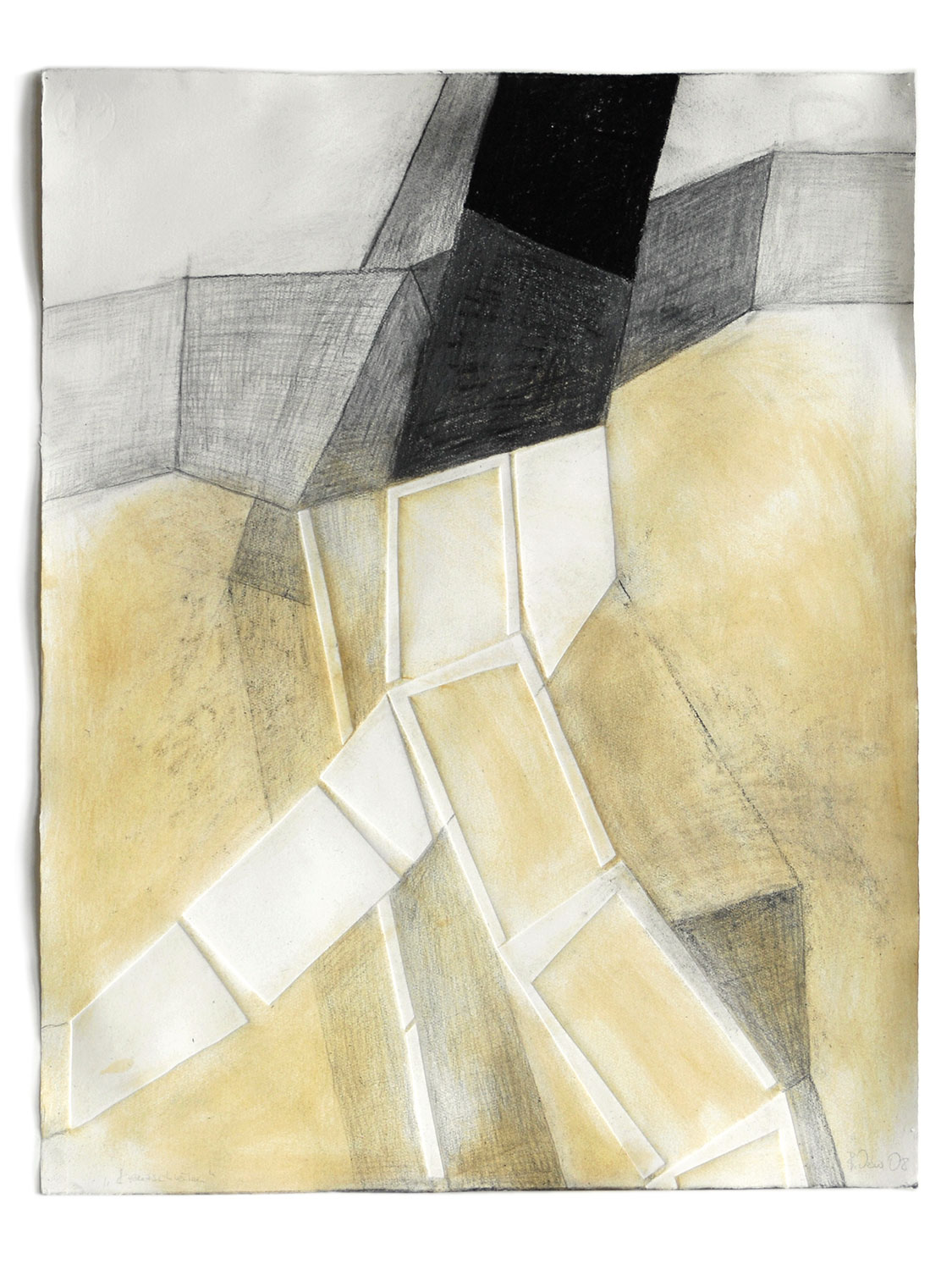 Kreuzschreiten . Mischtechnik Zeichnung, Prägung . Beate Debus . 2008