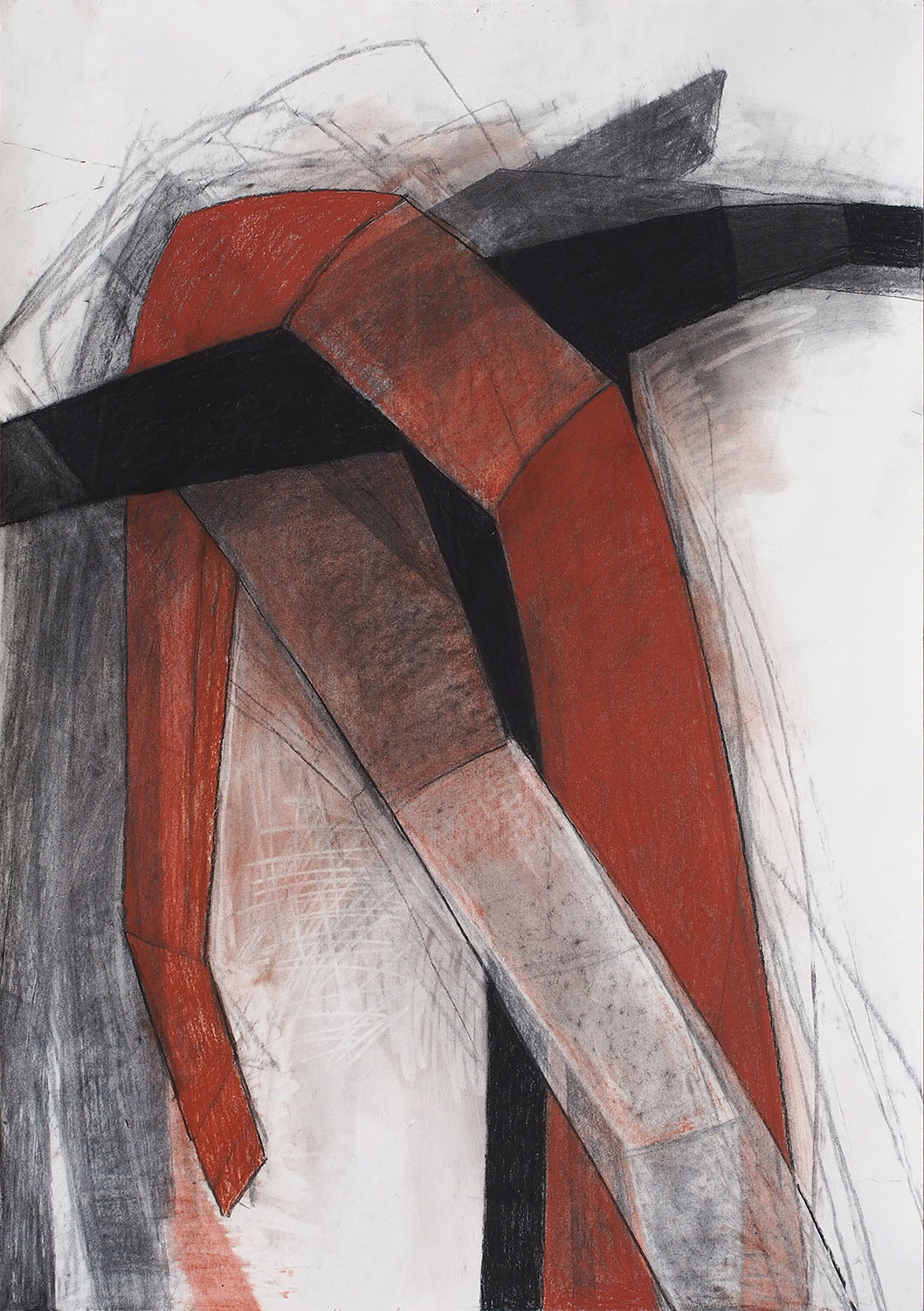 Kreuzüberhangen . Kreide Rötel Grafit . Beate Debus . 2016