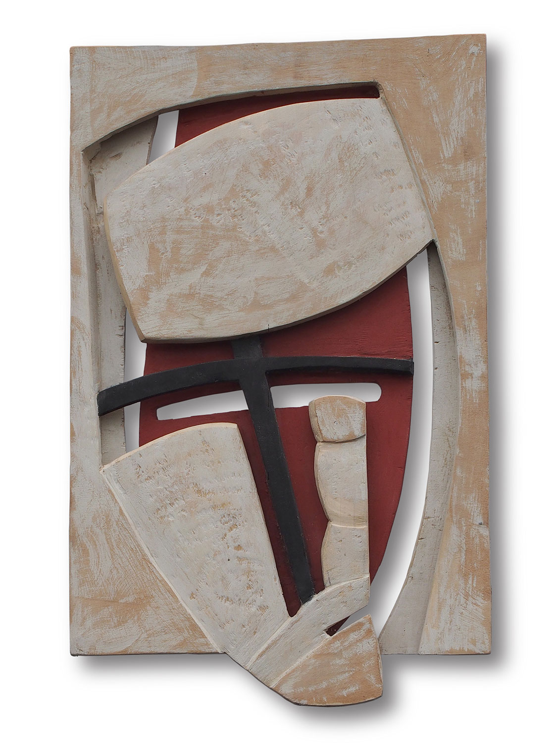 Masken übereinander . Sperrholzcollage . Beate Debus . 2016