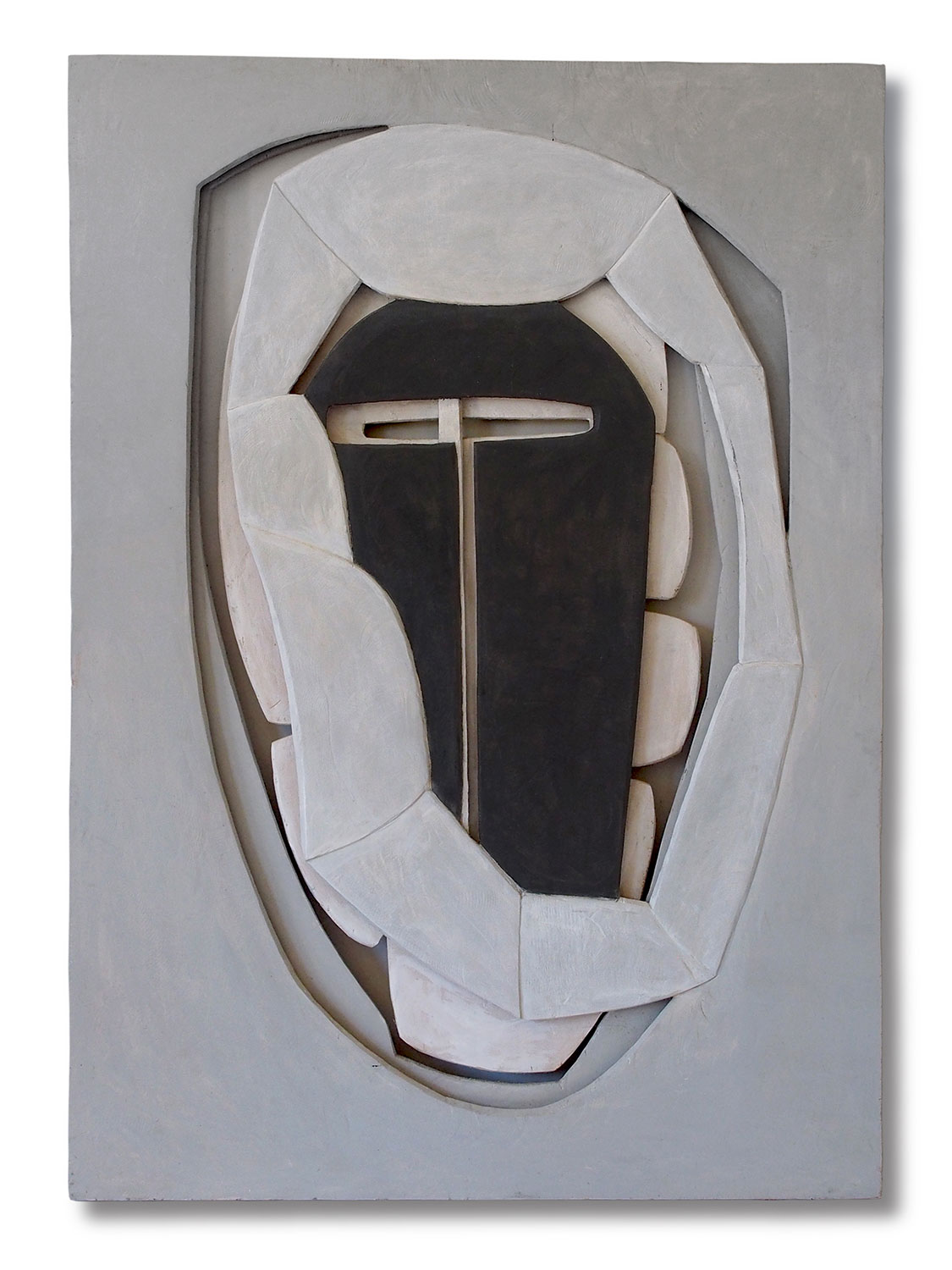 Maske verwachsen . Sperrholzcollage . Beate Debus . 2016