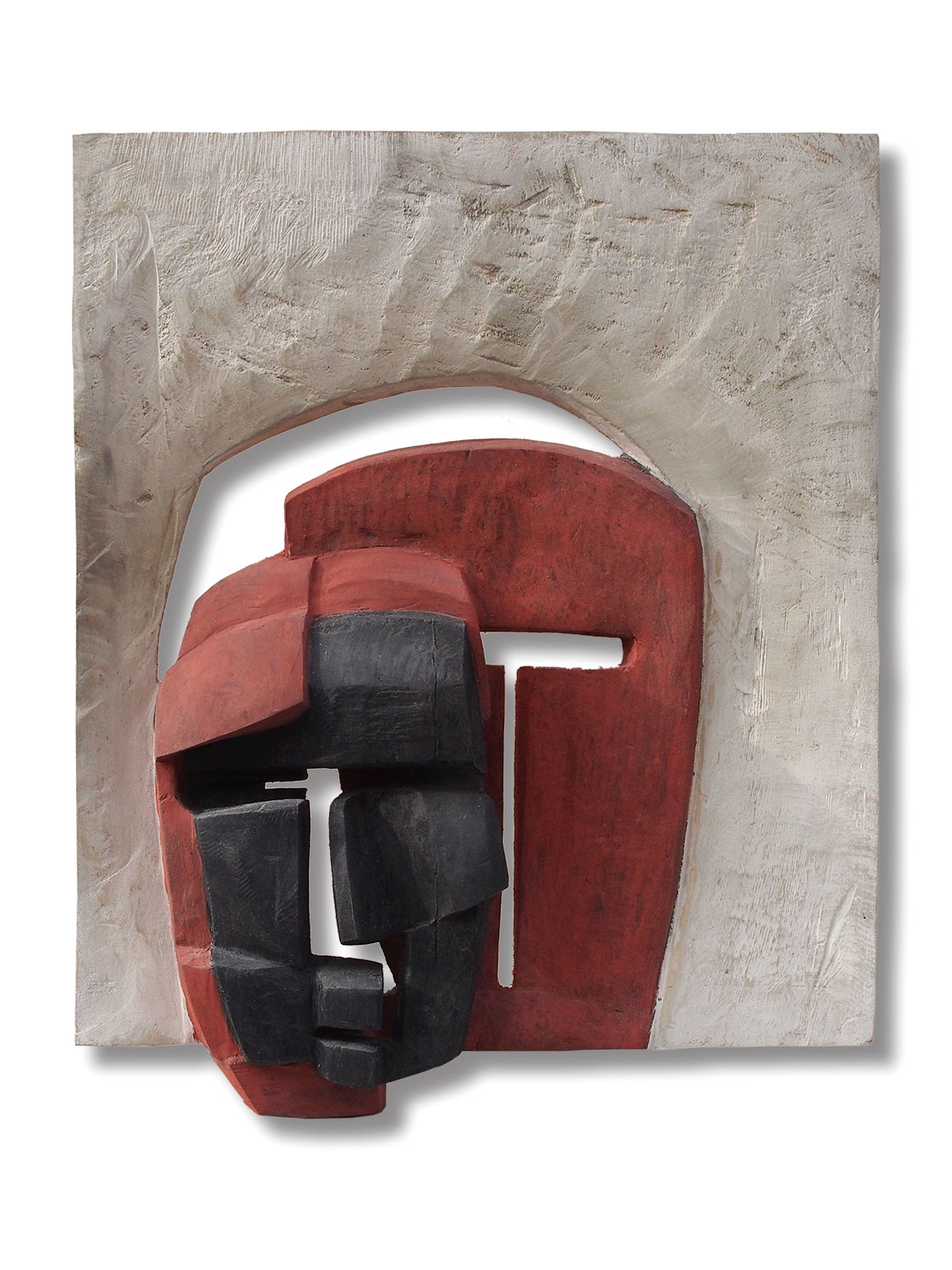 Maskenspiel . Holzrelief . Beate Debus . 2014