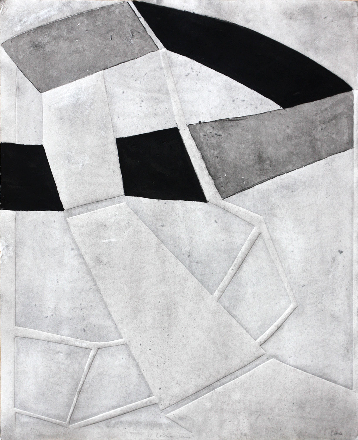 Raum fangen . Tusche, Prägung . Beate Debus . 2009