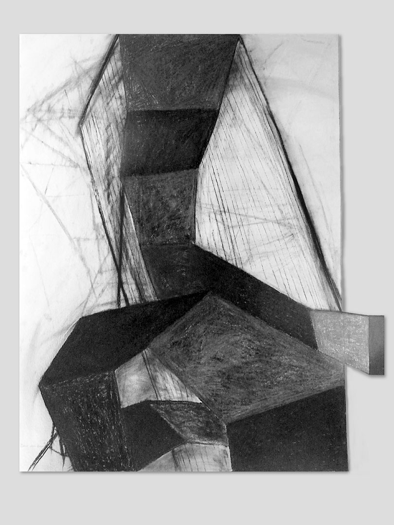 Raumtasten . Kohle/Graphitzeichnung, Papiercollage . Beate Debus . 2008