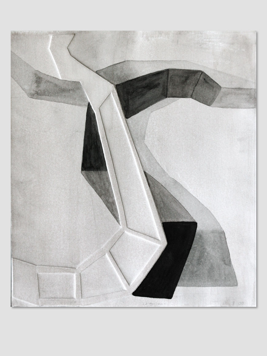 Tanz 2 . Tusche, Prägung . Beate Debus . 2008