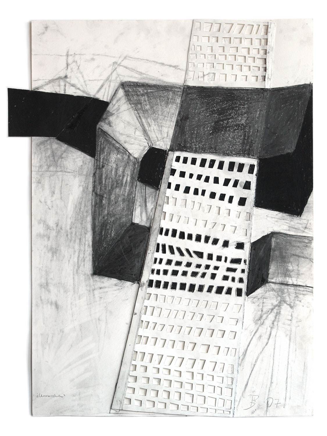 Umwickeln . Zeichnung, Papierschnitt . Beate Debus . 2007